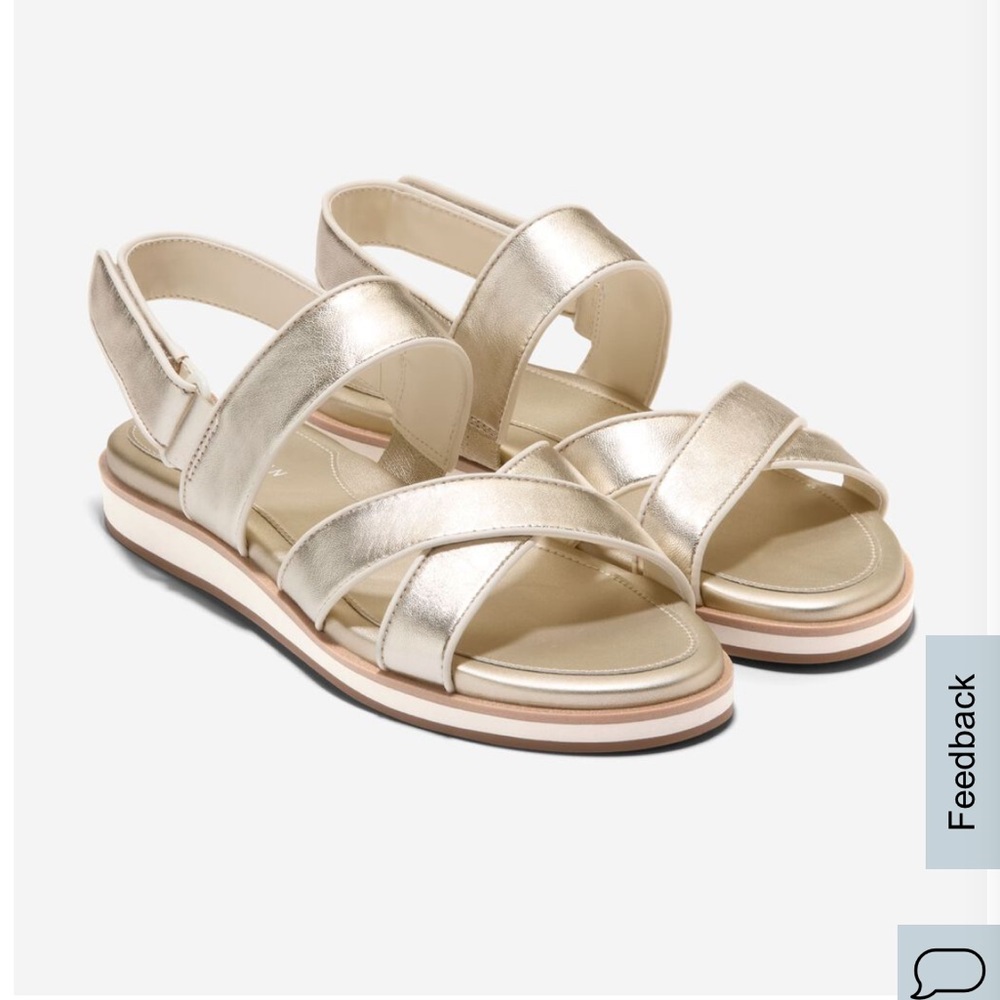 Cole Haan Gold Strappy Sandals NWT in box